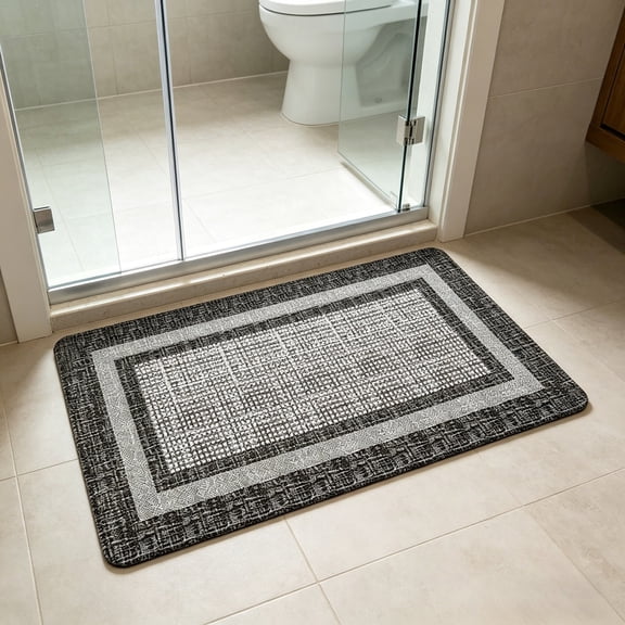 Ultra Thin Indoor Door Mat, Low-Profile Door Mat Indoor Entrance, Non Slip Rubber Backing Inside Doormat Washable Welcome Front Entryway Dirt Trapper Entry Mat, Grey