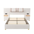 thumbnail image 5 of Harper & Bright Designs Full Size Velvet Upholstered Bed with Large Headboard and 2 Shelves, Wooden Platform Bed Frame with 2 Outlets and USB Charging Ports on Both Sides, 2 Headboard Pillows, 5 of 15