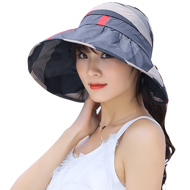 Coofit Beach Visor Hat Adjustable Foldable Summer Cap Sun Hat Floppy Hat for Women