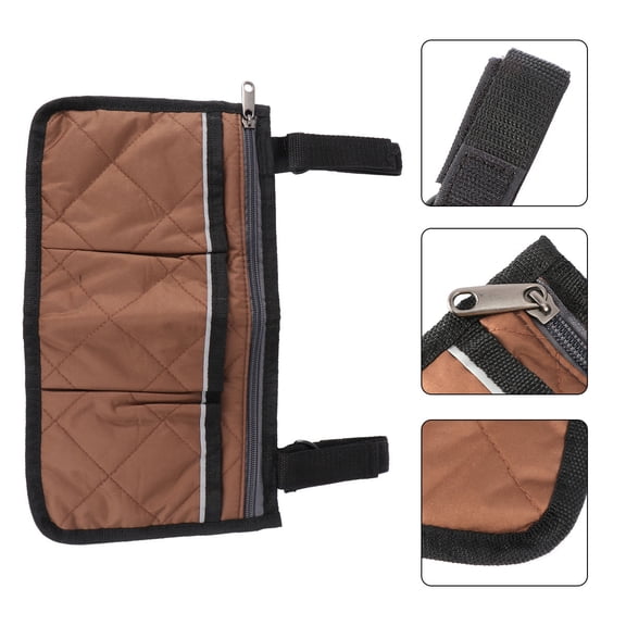 LEORX 1Pcs Coffee Polyester Wheelchair Storage Bag for Side Pouch and Travel 11.8X7.1X0.1in