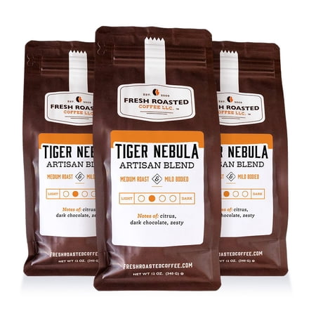 3 pack Fresh Roasted Coffee  Tiger Nebula Blend Coffee  Medium Roast  Whole Bean  12 oz