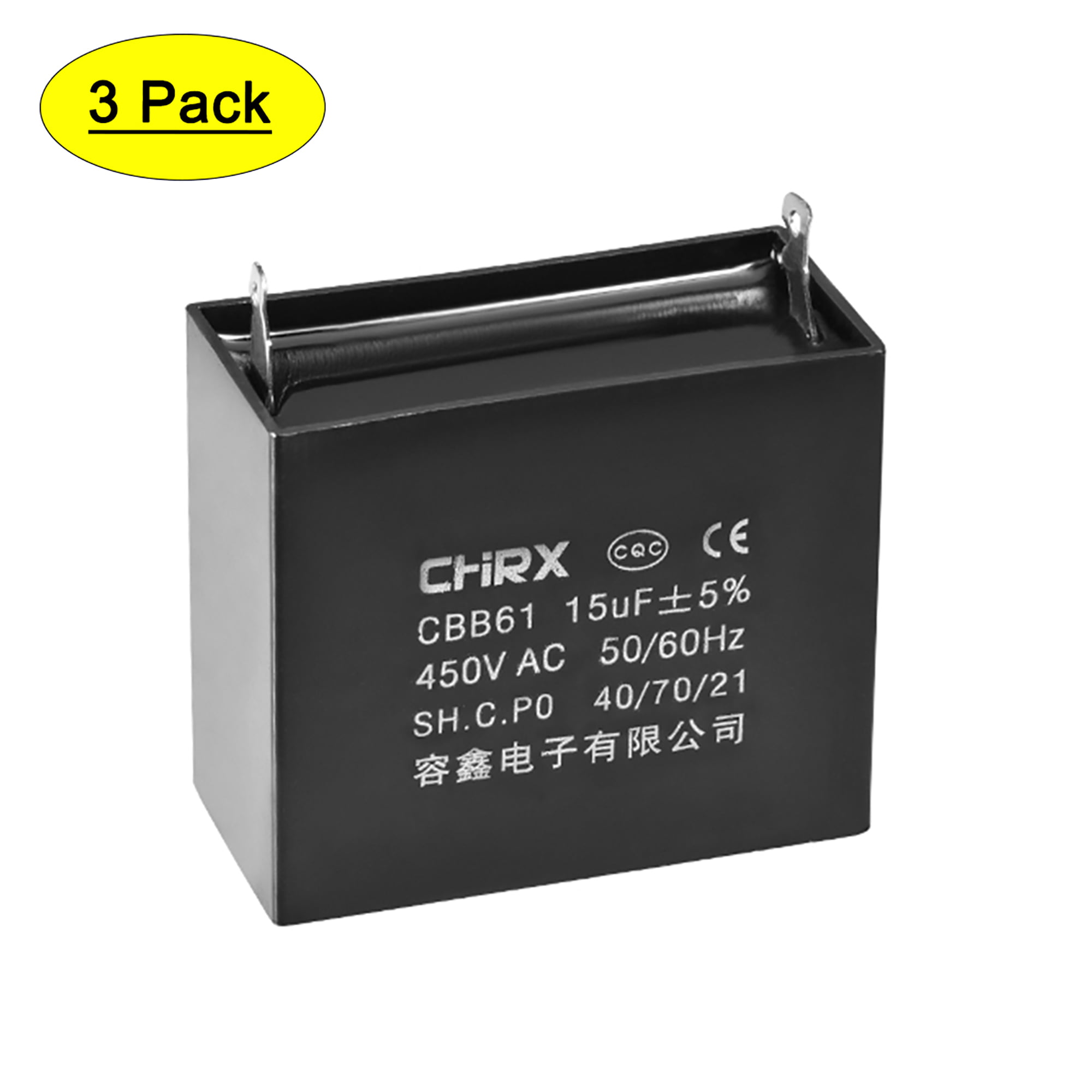 uxcell CBB61 Run Capacitor 450V AC 10uF 2 Insert Metallized Polypropylene Film Capacitors for Ceiling Fan 