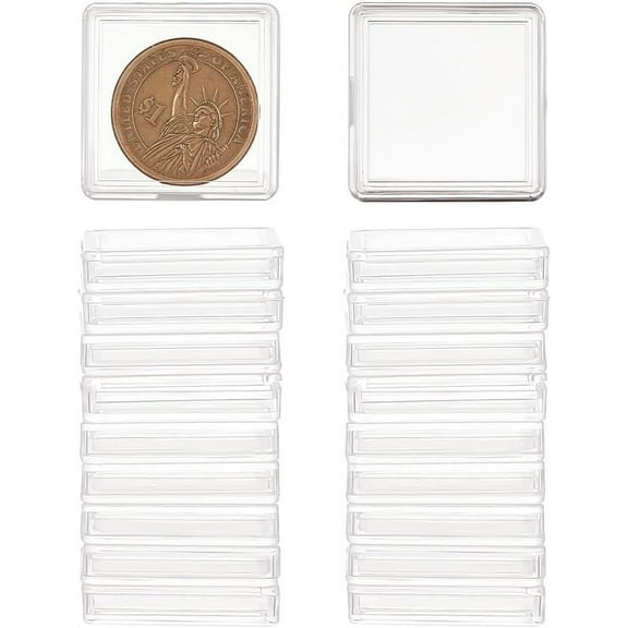 Square Acrylic Storage Boxes Gift Case Clear 3.5x3.5x0.55cm
