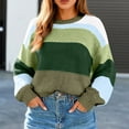 thumbnail image 4 of Women's Color Block Cropped Sweaters Winter Trendy Casual Going Out Striped Pullover Tops for Fall and Winter, Stylish and Comfortable, Perfect for Fashionable Wear,Light Green,Size M, 4 of 5