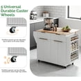 thumbnail image 6 of Ktaxon Modern Kitchen Island with Drop-Leaf, 35" Mobile Kitchen Rolling Cart with Spice Rack, Pantry Cabinet with Storage Shelves on Wheels, White, 6 of 8
