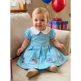 thumbnail image 4 of BemeyourBBs Toddler Baby Girl 4th of July Dress Fourth of July Outfit Baby Girl Patriot Independence Day Dress Puff Short Sleeve Doll Collar America Flag Firework Embroidery Summer Pleated Dress, 4 of 9