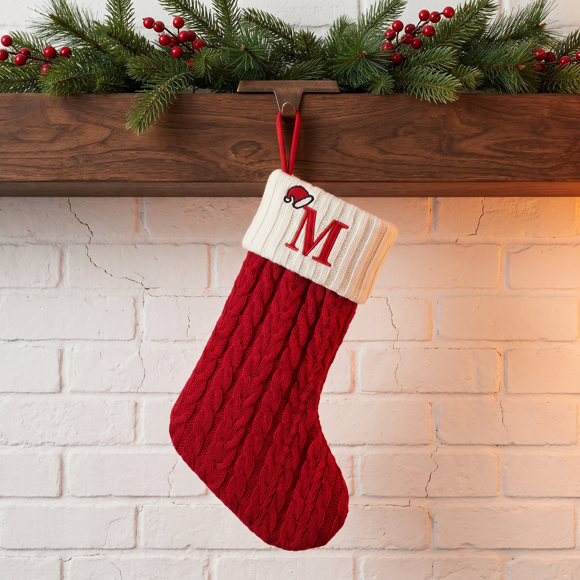 Unique Bargains Cartoon Christmas Luxury Grand Hearth Accent Stocking Letter M 8"