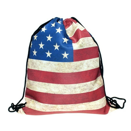 USA Flag Pattern Drawstring Bag Drawstring Back Bag Travel Drawstring Bag Gym Sports Backpack