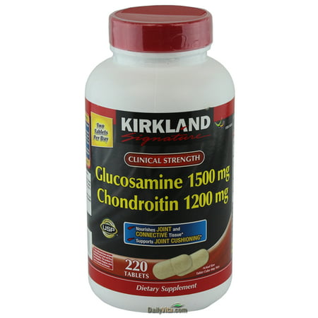 Kirkland Signature Glucosamine HCI 1500mg chondroïtine 1200mg 220 comprimés / Nouveau Augmentation Count