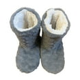 thumbnail image 2 of Home Slippers Non-slip Jacquard Technology Furry Calf Length Thickening Keep Warm Adult Mid-Tube Winter Plush Slippers for Indoor,Dark Gray, 2 of 8