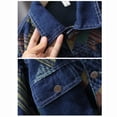 thumbnail image 6 of Zpanxa Kids Ethnic Geometric Patchwork Denim Jacket Boys Color Block Lapel Casual OuterwearBlue 4-5 Years, 6 of 9