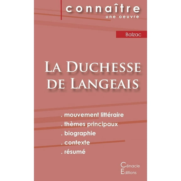 Fiche de lecture La Duchesse de Langeais de Balzac (Analyse littéraire de référence et résumé complet), (Paperback)