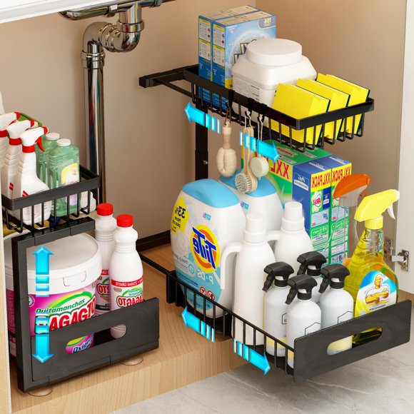 Organizador para debajo del fregadero ADBIU, 2 paquetes, 2 niveles expandibles