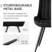 Hawsaiy Modern Dining Chairs Set of 4, Cat Scratch-Resistant Faux Leather Upholstered Kitchen Side Chairs with Thick Cushions & Metal Legs, Black
