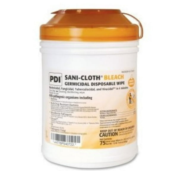 Surface Disinfectant Cleaner Sani-Cloth Bleach Chlorine Scent Wipe 75 Count Manual Pull Canister (2 Pack)