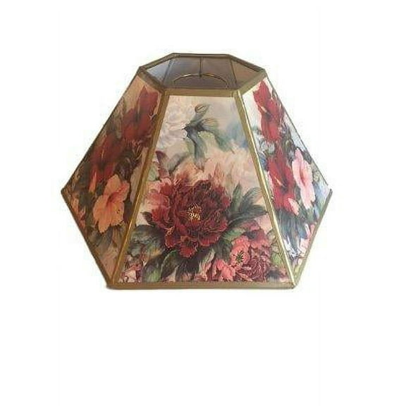 Upgradelights White Floral Hex 12 Inch Chimney Fitter Lampshade Replacement 7x12x7