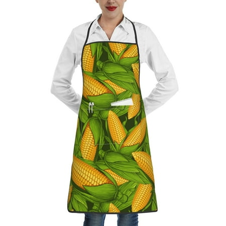 

Gaeub Fresh Corn 1 Kitchen Cooking Aprons Adjustable Bib Apron Waterdrop and Oil Resistant Kitchen Chef Apron for Women Men