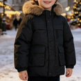 thumbnail image 2 of DJDLJWCJ Boys Winter Puffer Coat with Hood Boys Thicken Warm Quilted Jacket Insulated Mid Length Outerwear Black Size 9, 2 of 6