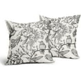 thumbnail image 2 of Chinoiserie Black White Floral Pillow Covers 20X20 Inch French Country Vintage Flowers Bird Decorative Pillow Cases Set of 2 Seasonal Cotton Linen Throw Pillows Farmhouse Home Decor For Sofa Couch, 2 of 6