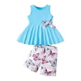 thumbnail image 4 of OSOLU Children Girls Outfits Summer Cute Print Sleeveless Dress with Shorts Casual Outdoor Activities Classic Travel Clothing Sets, 4 of 9