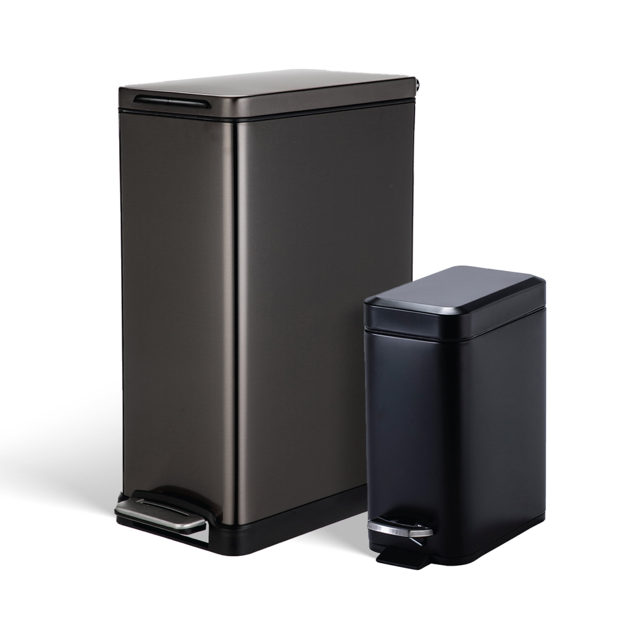 Home Zone Living Küchenabfalleimer – 16,7 Liter, Edelstahl Mattschwarz, Mit Trittpedal & Soft-Close
