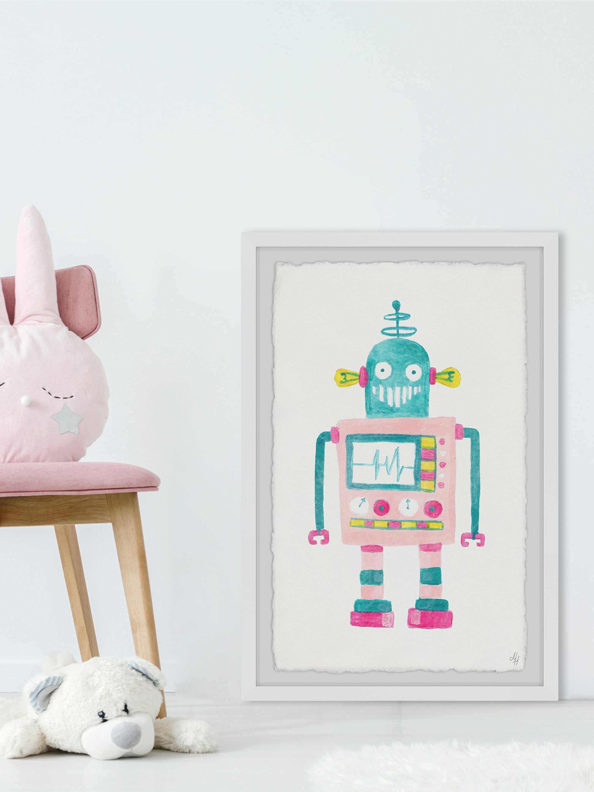 Marmont Hill Girly Robot Framed Wall Art