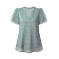 thumbnail image 6 of VBTAPA Women Dressy Casual Tops Chiffon Business Work Blouses Petal Short Sleeve Summer Shirts Light Green XXL, 6 of 8