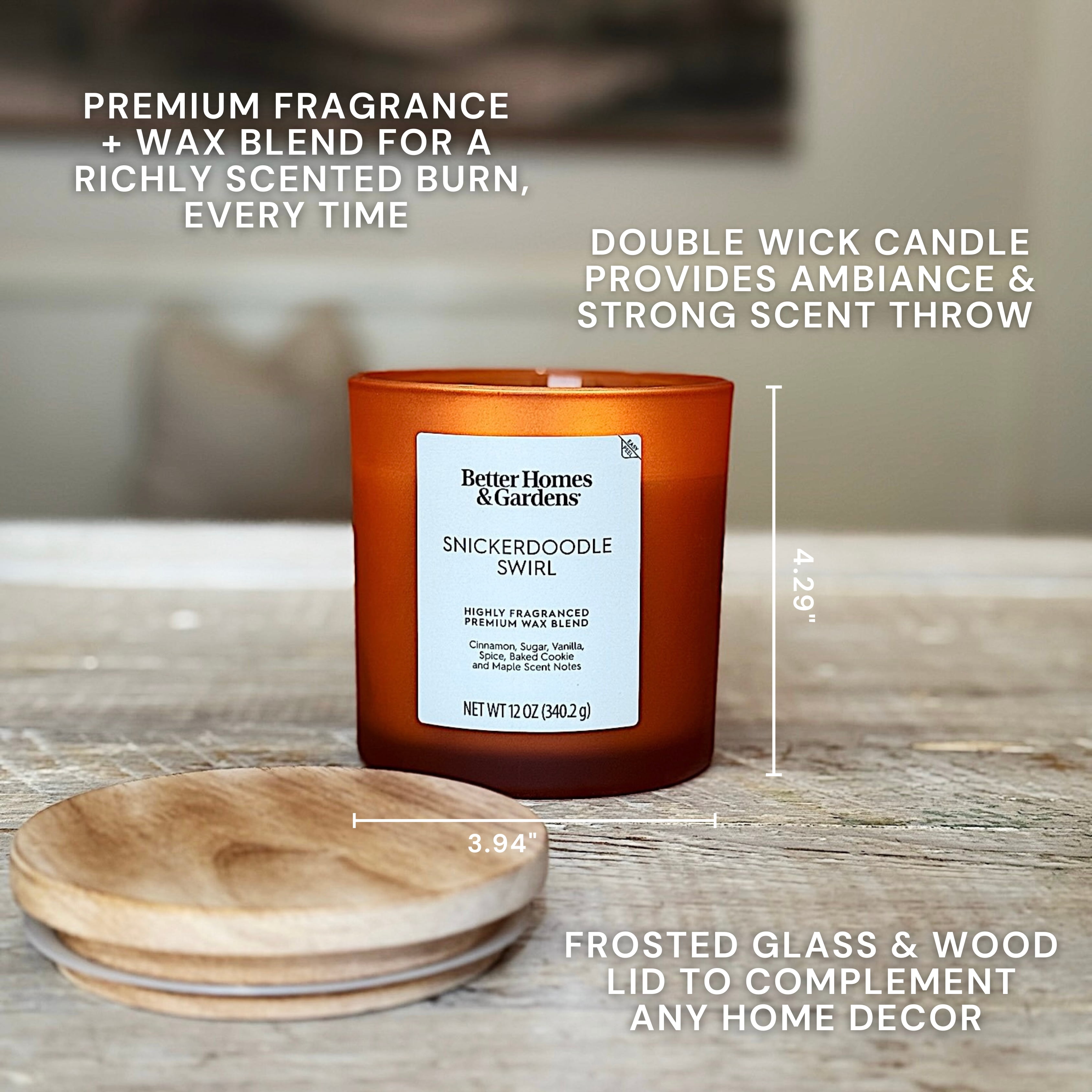 (4 pack) Better Homes and Gardens Snickerdoodle Swirl Scented 2-Wick Frosted Jar Candle 12oz.