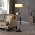 thumbnail image 4 of 59" Matte Black Dual Arc Floor Lamp With White Drum Shade, 4 of 8