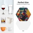 thumbnail image 6 of Honeii Retro Bulldog Sunglasses Print Leather Coaster Set of 4, Ideal for Safeguarding Your Furniture from Drinks Spills and Effortless Cleanup-Hexagon, 6 of 6