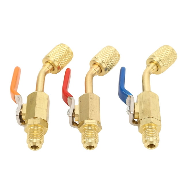 Refrigerant Ball Valve, Air Conditioner Ball Valve Brass for R12 Charging Hoses