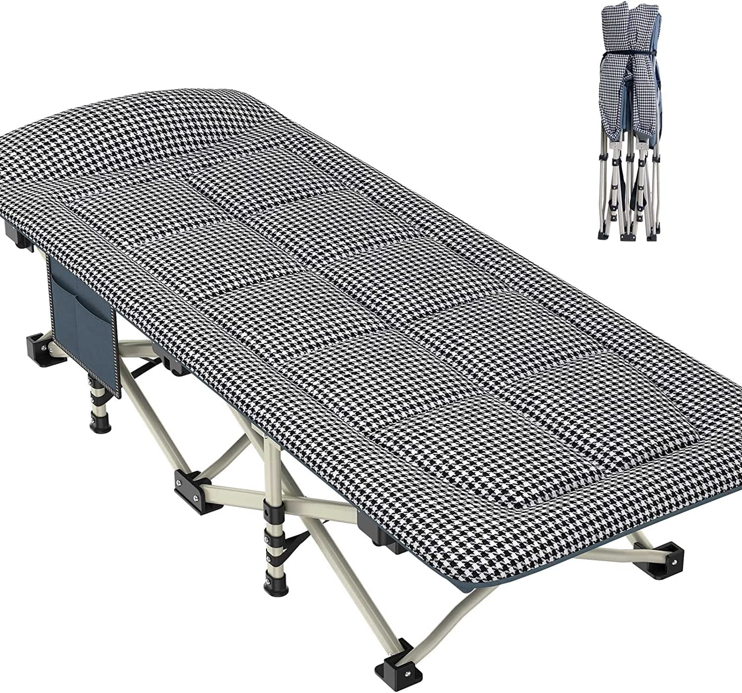 Camping Cot with Thick Pad, Cots for Sleeping, Camping Bed Folding Cot