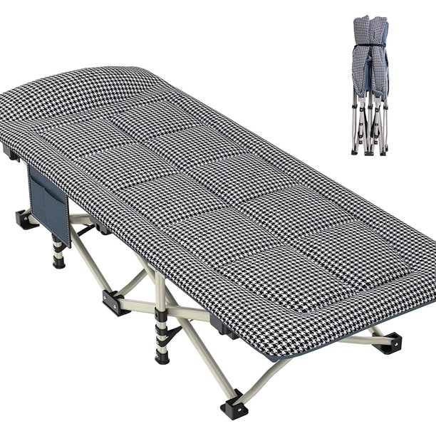 Camping Cot with Thick Pad, Cots for Sleeping, Camping Bed Folding Cot