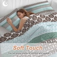 thumbnail image 4 of 3 Piece Boho Geometric Duvet Cover Set Twin Size, Microfiber Comforter/Quilt Cover with Corner Ties and 2 Pillowcases, Turquoise Green Brown Tribal Stripes All Season Soft Bedding with Zipper Closure, 4 of 8