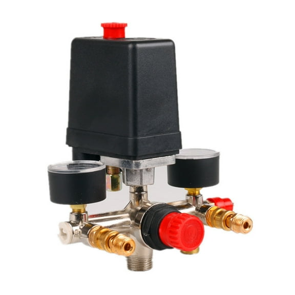 Ciwanning Air Compressor Pressure Control for 90-120PSI Pressure Regulator with Pressure Gauges Fittings Easy to Use