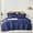 Blue, variant on Davulos 5 Piece Full Comforter Set ,White Bed in a Bag Soft Microfiber Complete Bed Set for Women Teen ,Grid Pinch Pleat Bedding Set for All Season