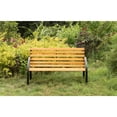 thumbnail image 7 of Classical Wooden Slats Outdoor Park Bench with Steel Frame, Seating Bench for Yard, Patio, Garden, Balcony, and Deck, 7 of 7