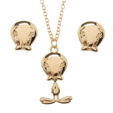 Looney Tunes Tweety Bird Jewelry Necklace and Earrings Set