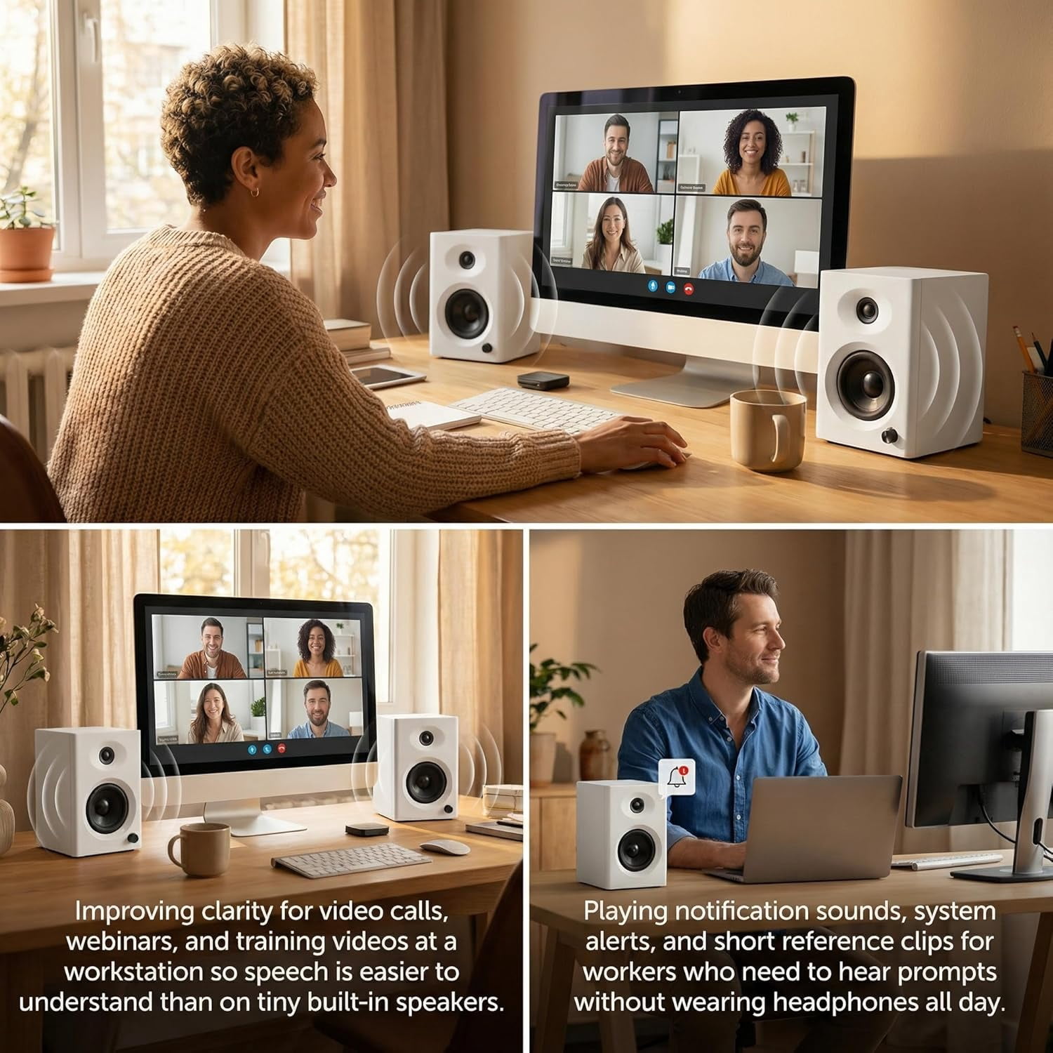 Computer Speakers for Desktop PC,  Bluetooth Surround Sound Speakers with Bass, Compact Powered Bookshelf Speakers for Office, Monitors, Laptop, Gaming, TV,