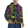 thumbnail image 2 of Balery Neon Bar Drinks Pattern Mens Hoodie Kangaroo Pocket Hoodie Pullover Hooded Sweatshirt Ideal for Daily Wear Travel and Home-Medium, 2 of 7