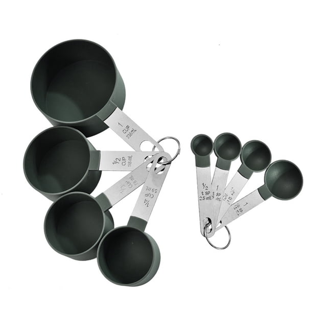 Cagogo Measuring Cup and Spoon Set, 8 Piece Plastic Measuring Cups and Spoons for Baking Cooking, D Ring Handle Kitchen Gadgets Measuring Tools, Food Grade Measuring Cup Set for Home Kitchen