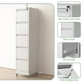 thumbnail image 5 of 5 Drawer Metal Vertical File Cabinet with Lock on Wheels for Home Office,Heavy Duty Metal Storage Cabinet for A4/Letter/Legal Size Files, White, 17.71"D*15.16"W*64.17"H, 5 of 7