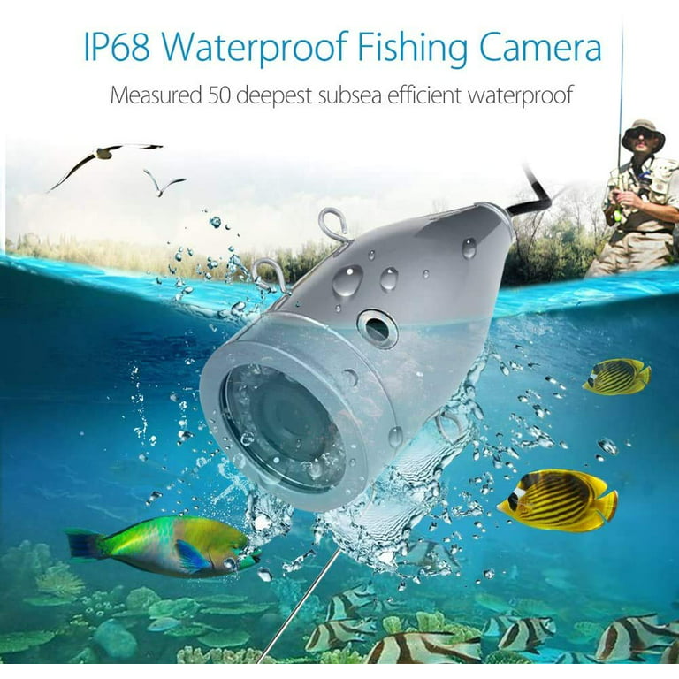 Fish Finder, Eyoyo Portable 9 inch LCD Monitor HD 1000TVL Fishing Camera,  Waterproof Underwater DVR Video Cam 30m Cable 12pcs IR Infrared LED for
