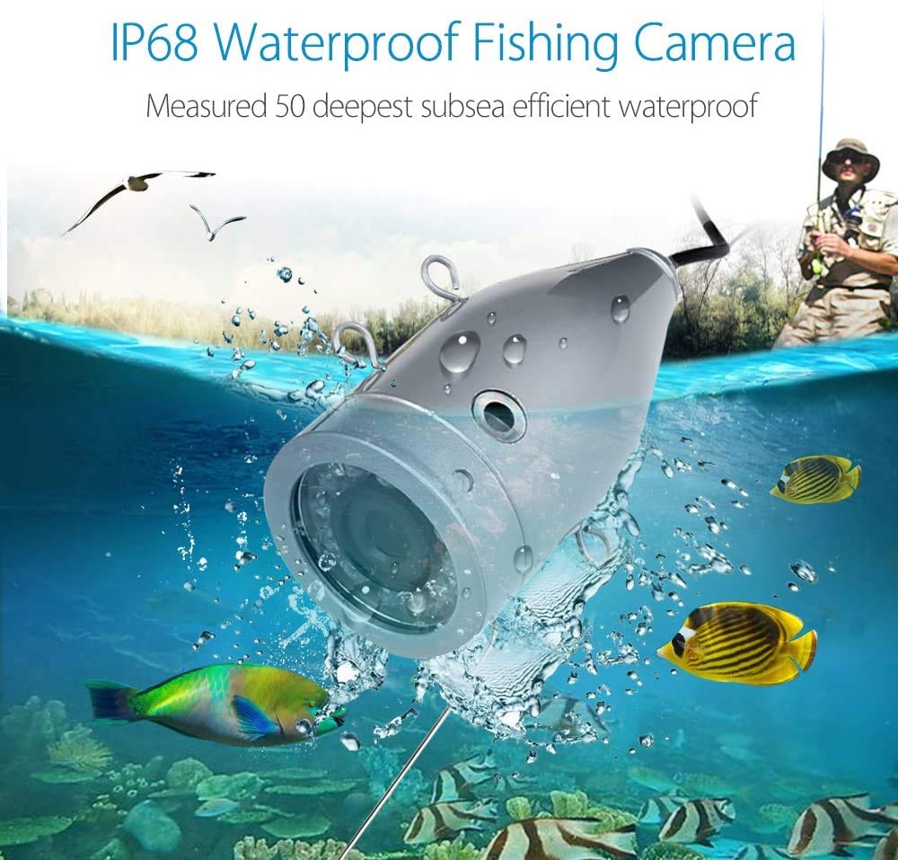 Fish Finder, Eyoyo Portable 9 inch LCD Monitor HD 1000TVL Fishing Camera, Waterproof Underwater DVR Video Cam 30m Cable 12pcs IR Infrared LED for Ice,Lake and Boat Fishing - image 4 of 8