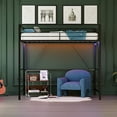 thumbnail image 3 of Zimtown Loft Bed Full Size with LED and Charging Station, Metal Bunk Bed Frame,Heavy Duty Metal Slat Support,Black, 3 of 6