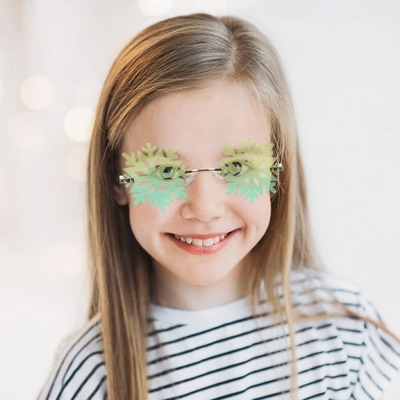 WHAMVOX Christmas Snowflake Gold Frame Sunglasses Masquerade Eyewear Child 15x13cm