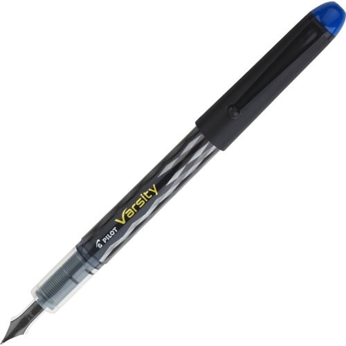Pilot Varsity Disposable Fountain Pens Medium Pen Point - Blue - Silver, Black Barrel - 1 Each