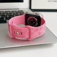 thumbnail image 2 of 3 Pack Floral Engraved Silicone Bands Compatible with Apple Watch Band 42mm 44mm 45mm 49mm Women, Soft Sport Wildflower Strap for iWatch Ultra Series 9 8 SE 7 6 5 4 3 2 1, Rose, 2 of 6