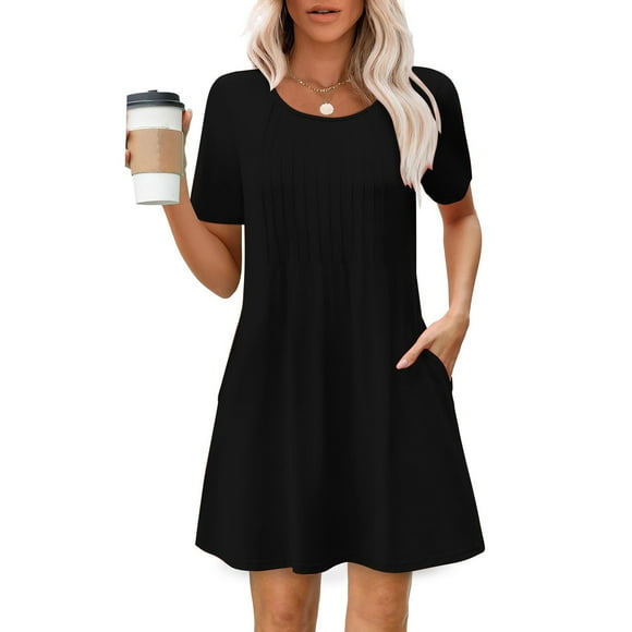 Summer Savings Clearance! Women Fashion Casual Round Neck Summer Printing Short Sleeve Sexy Dress, Trendy Printed Dress for Day Out or Casual Parties Clearance Sales Today Deals Prime