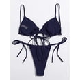 thumbnail image 2 of Women's Frill Trim Ruched Tie Side Triangle Thong Bikini Swimsuit, 2 of 4